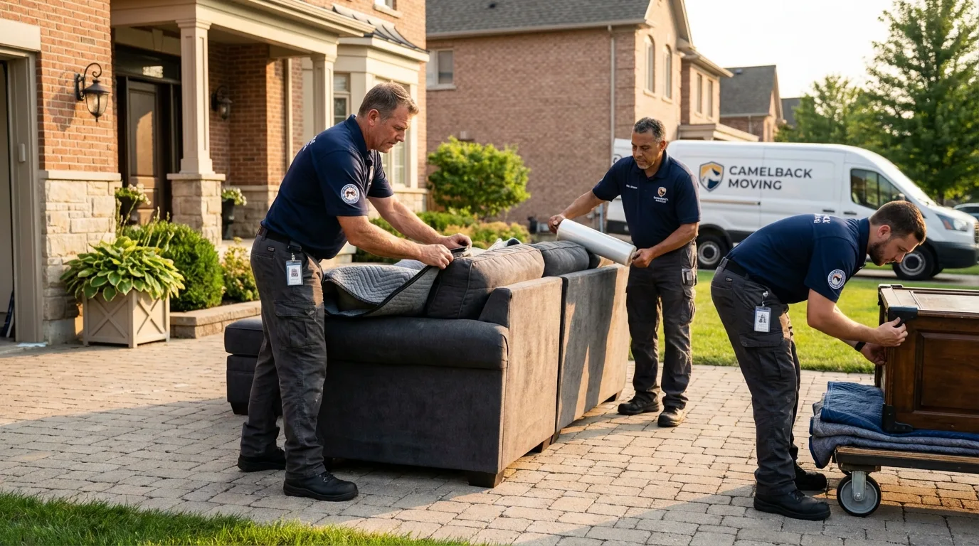 Large estate moving crew wrapping furniture in Albert Lea, MN